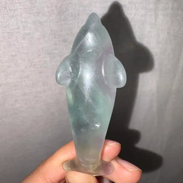 [BUNJANG] Natural Fluorite Dolphin Carving - Apple Blue Green / [천연원석] 플루오라이트 돌고래 카빙 - 애플 블루그린