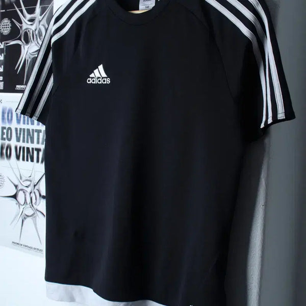 [BUNJANG] Adidas Three Stripes Short Sleeve T-Shirt - Black / W(S) 아디다스 반팔 티셔츠 기능성 삼선 블랙-79E2