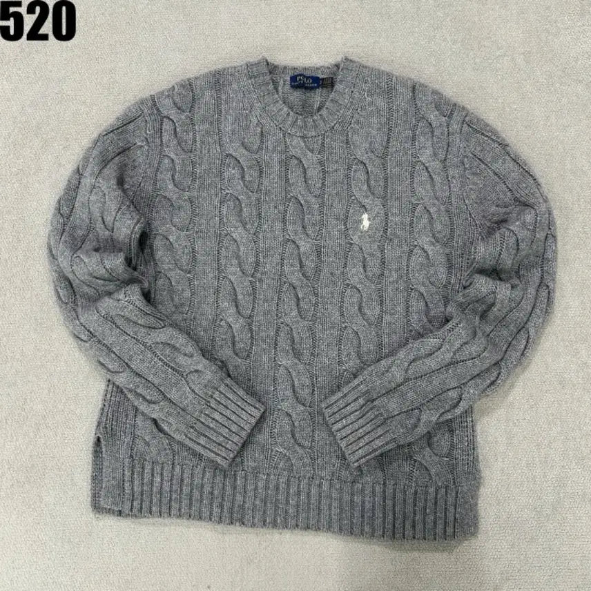 [BUNJANG] Polo Ralph Lauren Cable Knit Sweater Grey S / 폴로 랄프로렌 케이블 니트 회색 S