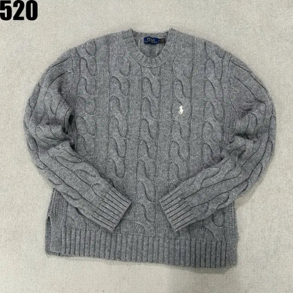 [BUNJANG] Polo Ralph Lauren Cable Knit Sweater Grey S / 폴로 랄프로렌 케이블 니트 회색 S