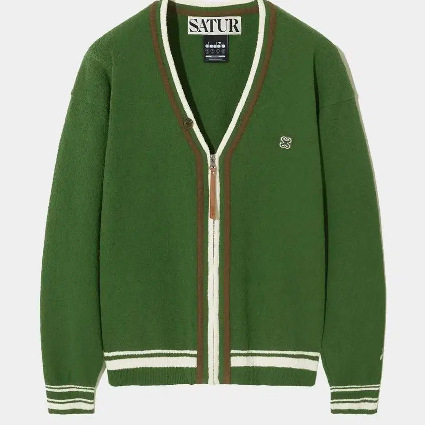 [BUNJANG] SETTER X DIADORA Classic Zip-Up Cardigan Deep Green / [세터X디아도라] 클래식 집업 가디건 딥 그린