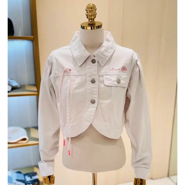 [BUNJANG] Egoist White Semi Crop Denim Jacket Size 66 / 에고이스트화이트 세미크롭데님 자켓 66사이즈
