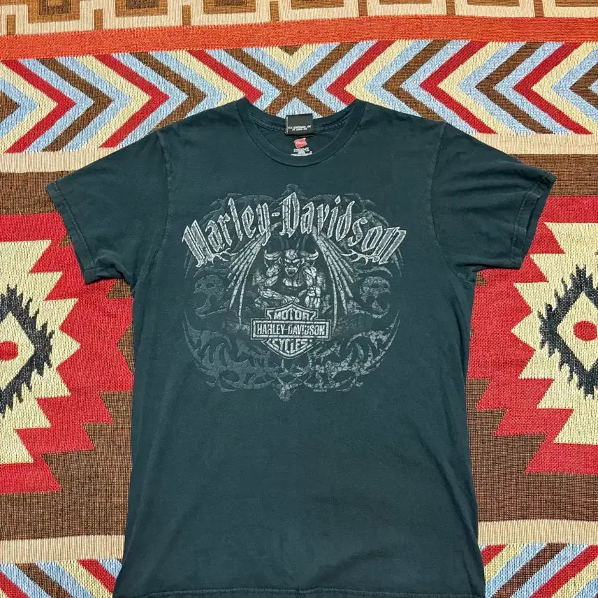 [BUNJANG] 2013 Harley-Davidson Devil Printing Pittsburgh Short Sleeve T-Shirt (Women's Size 55-66) / 여성55-66) 할리데이비슨 2013 데빌 프린팅 피츠버그 반팔 티셔츠