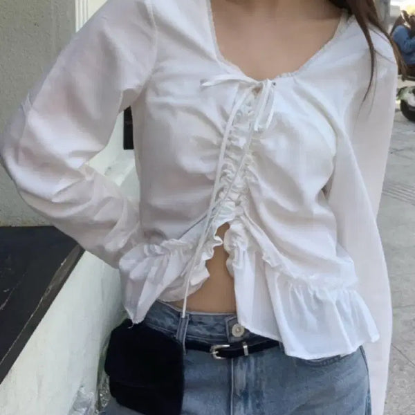[BUNJANG] Love You So Much Square Neck Blouse / 러브유쏘머치 스퀘어넥 블라우스 새상품