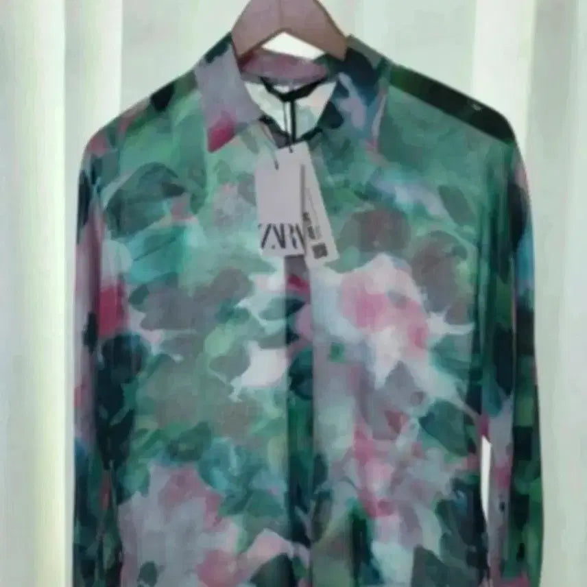 [BUNJANG] Zara Flower Print Long Sleeve Shirt / 자라 플라워 프린트 롱슬리브 셔츠