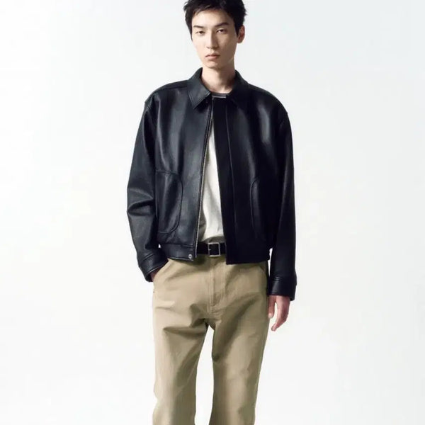 [BUNJANG] Insilence Goat Skin Piping Leather Jacket / 인사일런스 고트 스킨 파이핑 레더 자켓 새상품