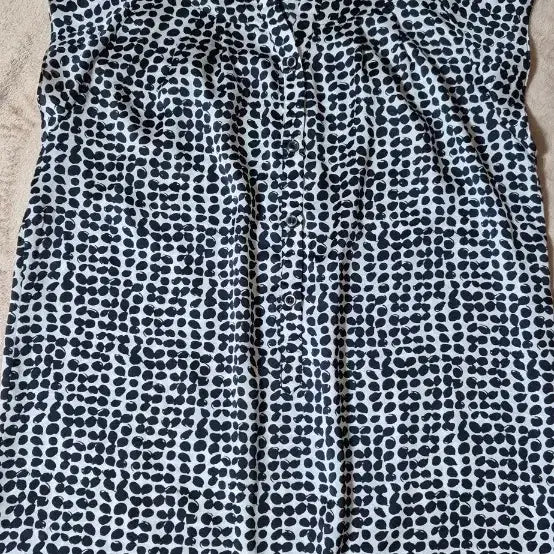 [BUNJANG] Polka Dot Print Cap Sleeve V-Neck Button-Down Dress / 프린트 원피스