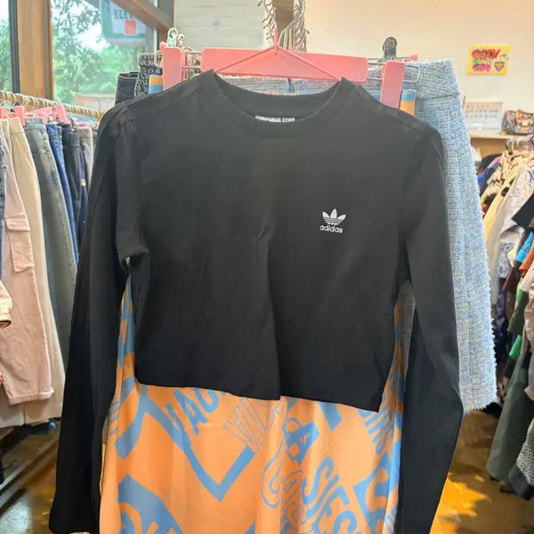 [BUNJANG] Adidas Black Long Sleeve Crop Top / 아디다스 블랙 긴팔 크롭티