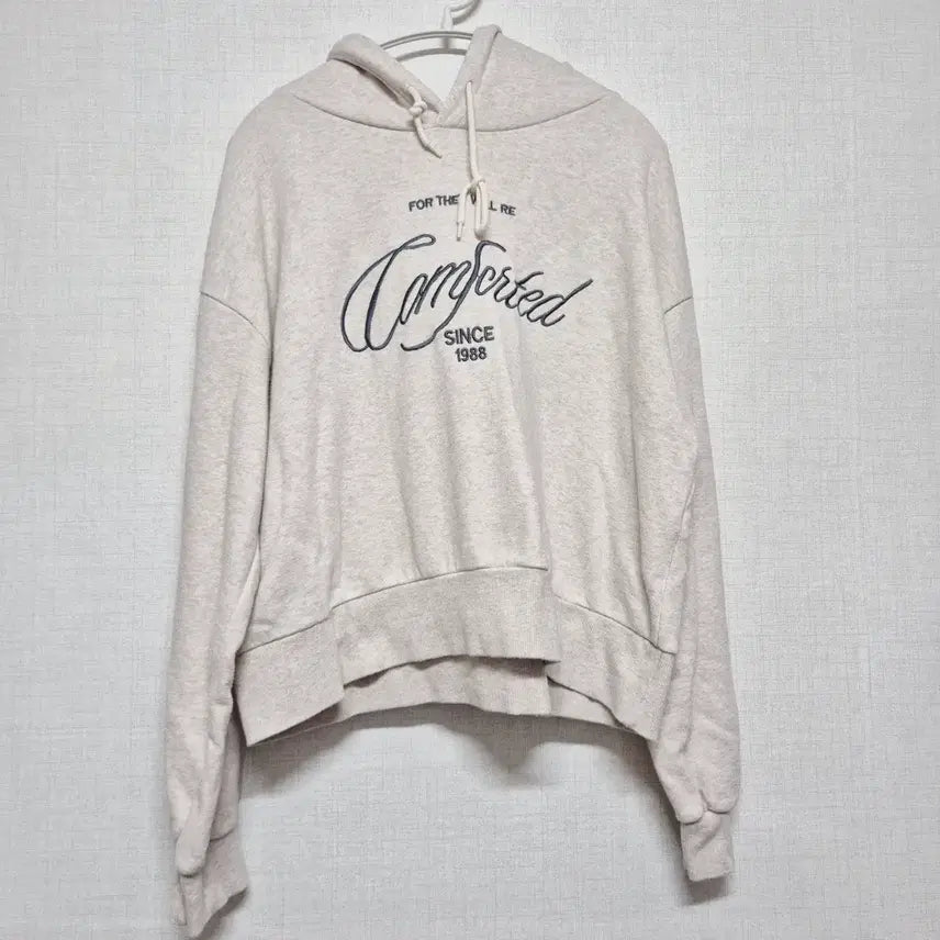 [BUNJANG] Comforted Ivory Cropped Hoodie / 아이보리 크롭 후드티