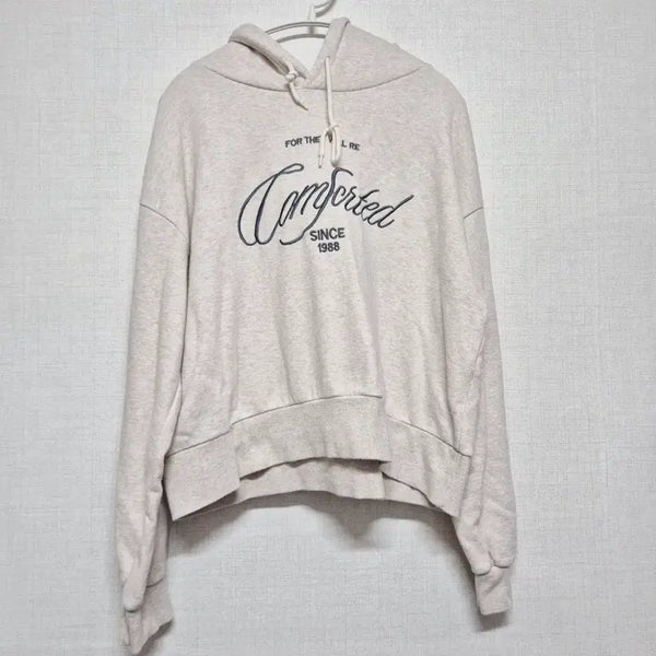 [BUNJANG] Comforted Ivory Cropped Hoodie / 아이보리 크롭 후드티