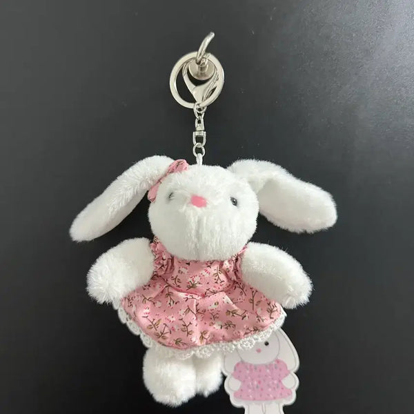 [BUNJANG] Floral Print Dress Bunny Doll Keychain / 꽃무늬 원피스 토끼 인형 키링