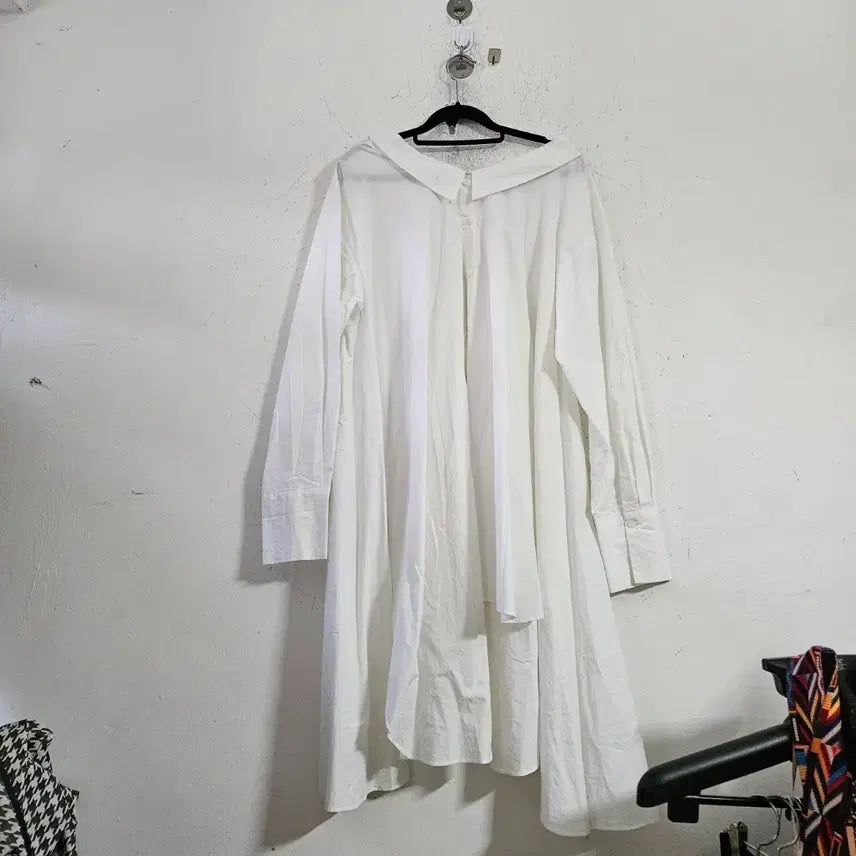 [BUNJANG] White Long Shirt Dress / 화이트 셔츠 롱 원피스