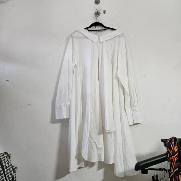 [BUNJANG] White Long Shirt Dress / 화이트 셔츠 롱 원피스