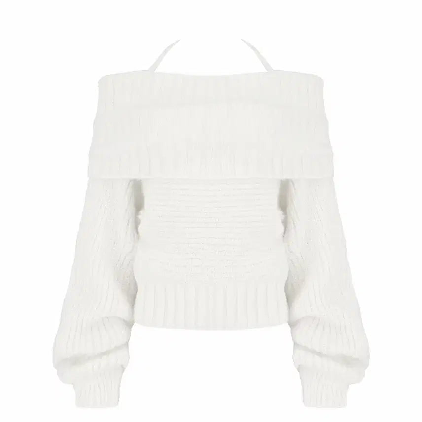 [BUNJANG] Clishir Palette Off-Shoulder Knit White / (텍O) 클리시어 팔레트 오프숄더 화이트