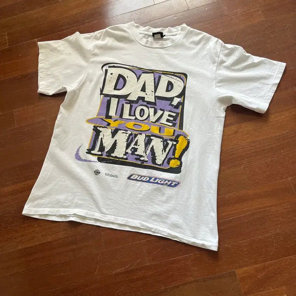 [BUNJANG] Budweiser Dad T-Shirt White Made in USA / Made in usa 버드라이트 DAD 반팔 티셔츠 화이트