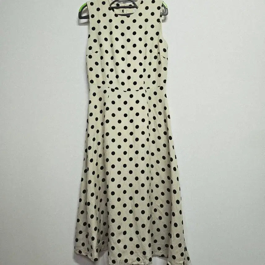 [BUNJANG] une Polka Dot Sleeveless Linen Blend Long Dress / une 땡땡이 도트 패턴 민소매 린넨혼방 롱 원피스