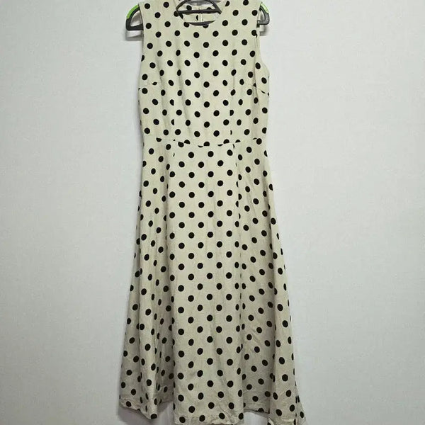 [BUNJANG] une Polka Dot Sleeveless Linen Blend Long Dress / une 땡땡이 도트 패턴 민소매 린넨혼방 롱 원피스
