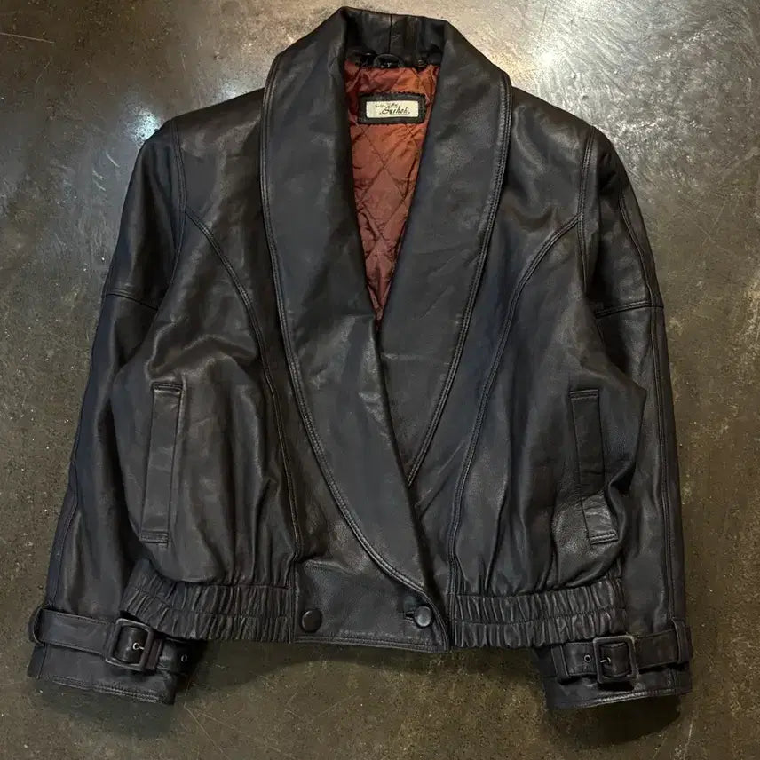 [BUNJANG] Vintage 90s Genuine Leather Shawl Collar Leather Jacket / 빈티지 90s 양가죽 숄카라 레더 자켓