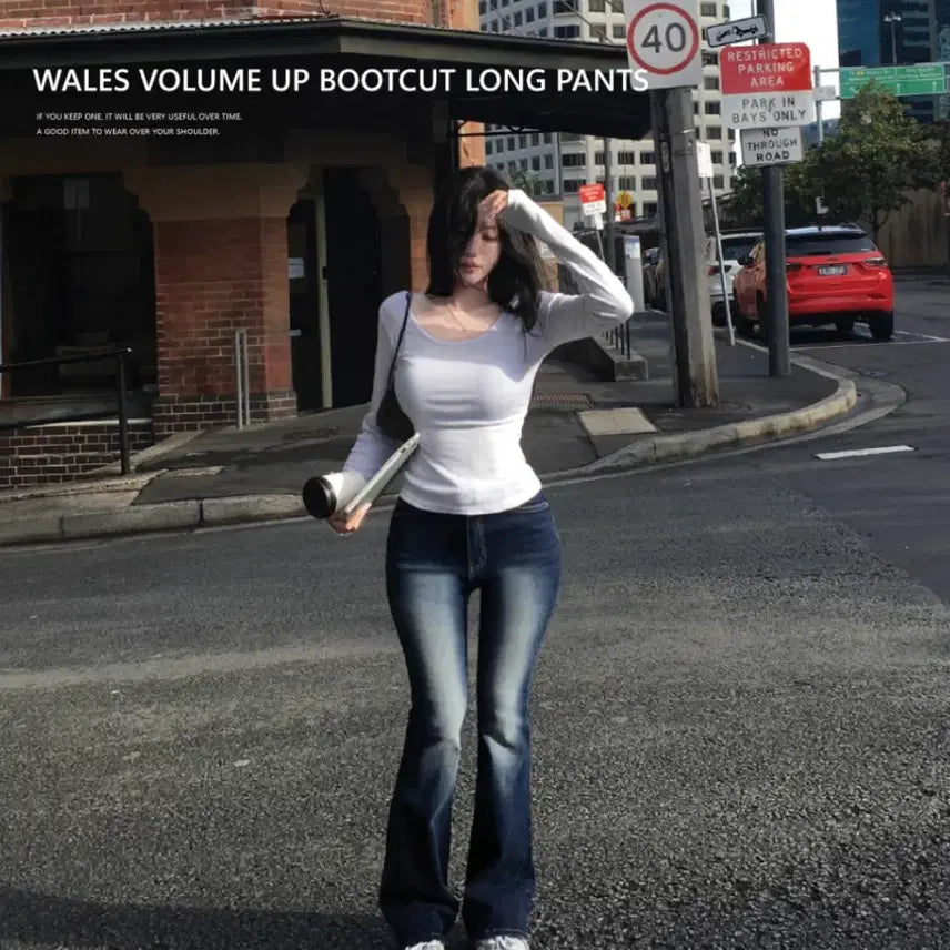 [BUNJANG] HINIQUE WHALES Volume Up Hip Pad Bootcut Long Pants - Black (M) / 히니크웨일즈볼륨업골반패드부츠컷롱팬츠M/골반뽕팬츠