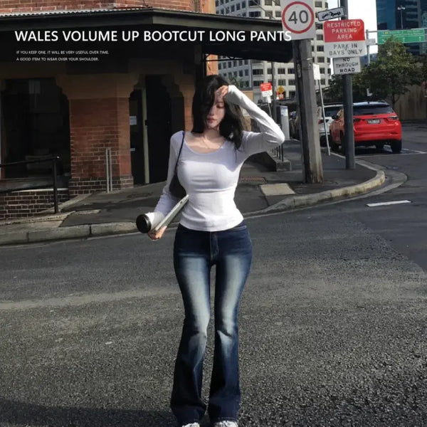 [BUNJANG] HINIQUE WHALES Volume Up Hip Pad Bootcut Long Pants - Black (M) / 히니크웨일즈볼륨업골반패드부츠컷롱팬츠M/골반뽕팬츠