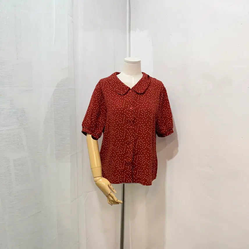 [BUNJANG] Favori Polka Dot Short Sleeve Blouse / favori 카라 도트 땡땡이 반팔블라우스 반팔셔츠 4553