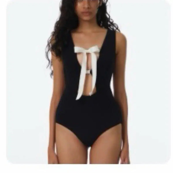 [BUNJANG] Binazay Ribon Hourglass Monokini Black / 비나제이 리본 아워글래스 모노키니 블랙
