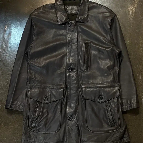 [BUNJANG] 90s Japan Vintage Genuine Leather Half Coat / 90s japan vintage 양가죽 레더 하프코트