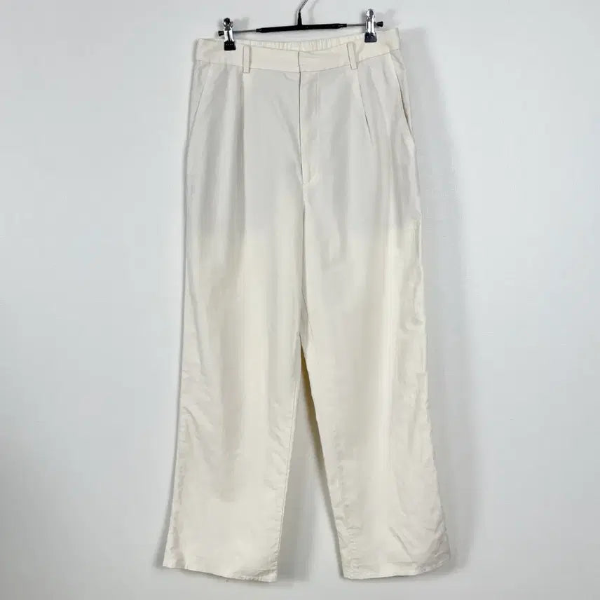 [BUNJANG] Uniqlo Linen Blend Wide Leg Pants Beige Women's L / 유니클로 린넨 밴딩 여름 바지 베이지 여L 라덴 빈티지