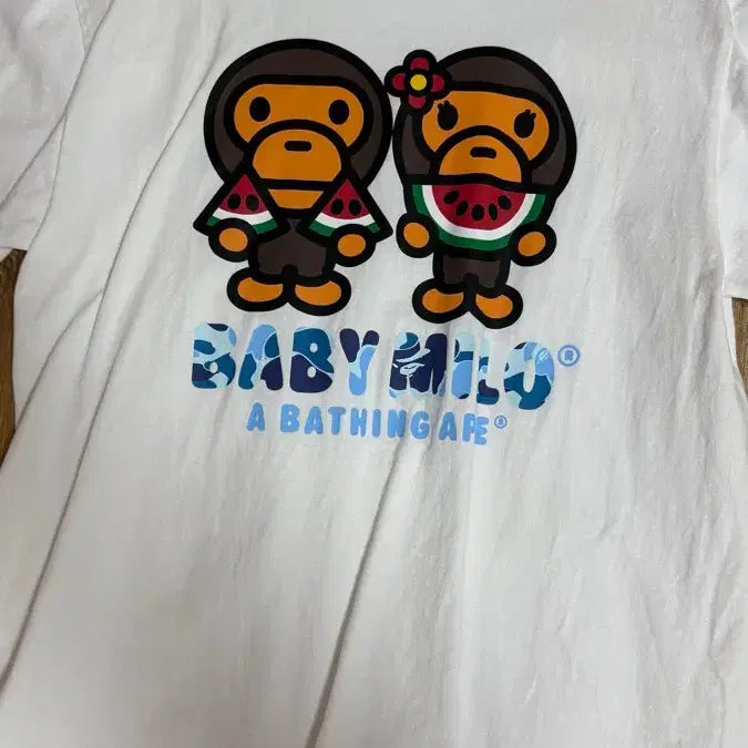 [BUNJANG] BAPE ABC Camo Baby Milo Watermelon Short Sleeve T-Shirt / 베이프 ABC 카모 베이비 마일로 워터 멜론 반팔티