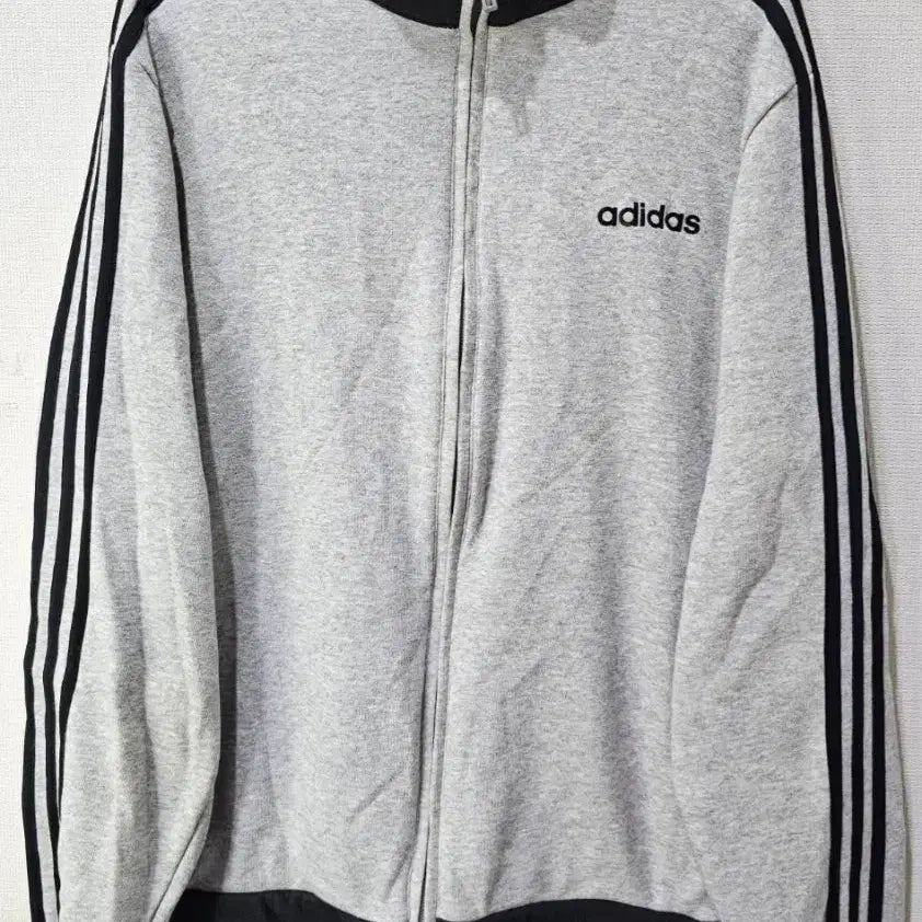 [BUNJANG] Adidas Cotton Track Top Jacket Zip-up Grey/Black XL / 아디다스 코튼 그레이블랙 트랙탑 져지집업 105/XL