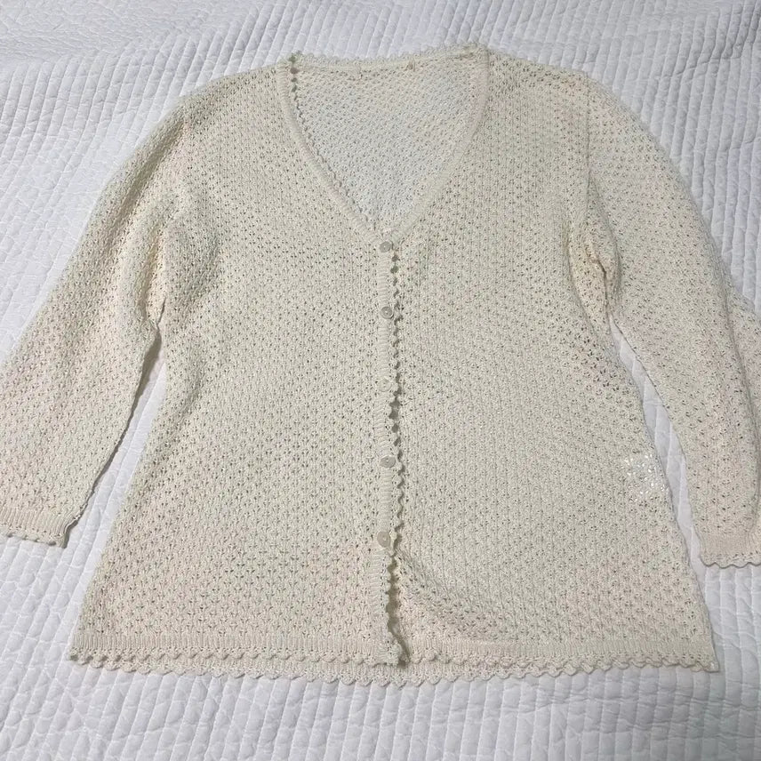 [BUNJANG] Japanese Vintage Mori Look Mori Girl Knit Cardigan / 일본 빈티지 모리룩 모리걸 니트 펀칭 가디건 아오이 유우