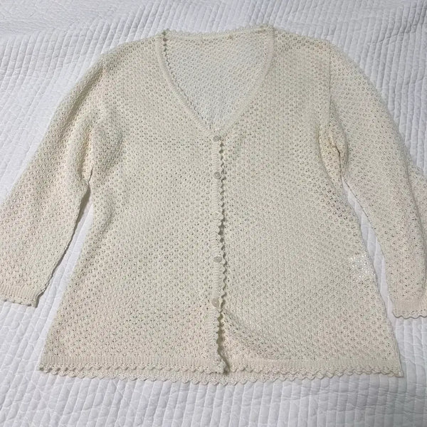 [BUNJANG] Japanese Vintage Mori Look Mori Girl Knit Cardigan / 일본 빈티지 모리룩 모리걸 니트 펀칭 가디건 아오이 유우