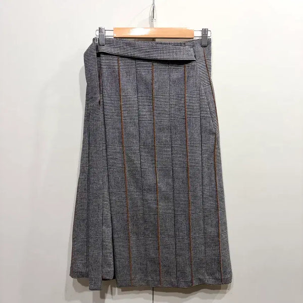 [BUNJANG] Brunello Cucinelli Glen Plaid Pleated Wrap Skirt / 브루넬로 쿠치넬리 글렌 체크 랩 플리츠 스커트