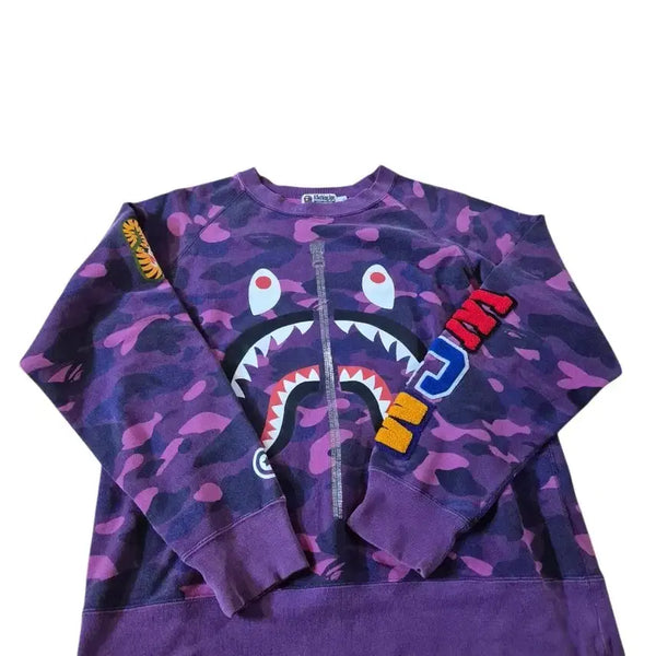 [BUNJANG] BAPE Purple Camo Shark Sweatshirt / 베이프 퍼플 카모 샤크 맨투맨