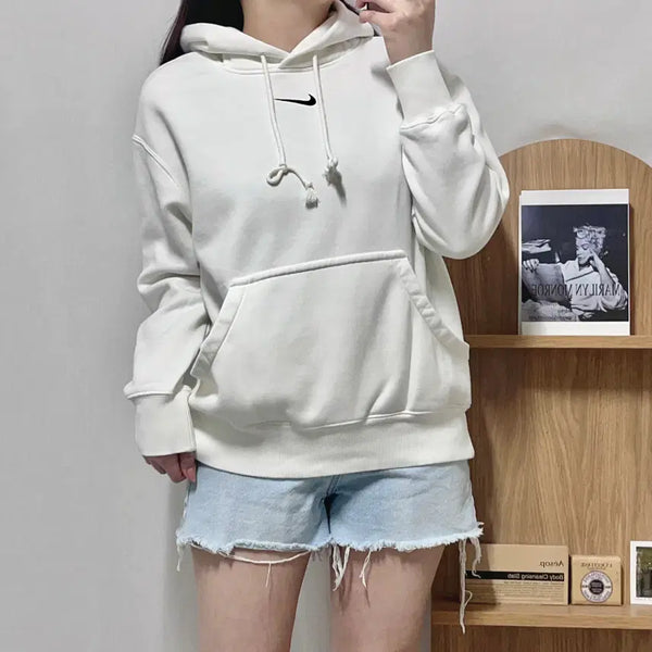 [BUNJANG] Nike White Center Swoosh Fleece Hoodie Size S / [정품] 나이키 화이트 중앙스우시 기모 후드티 [ S ]
