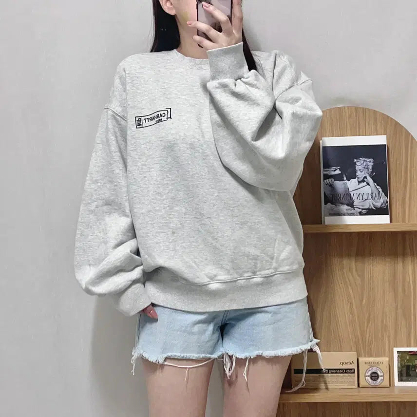 [BUNJANG] Carhartt WIP Graphic Logo Sweatshirt Grey / 칼하트 그레이 WIP 그래픽로고 맨투맨 [ M ]