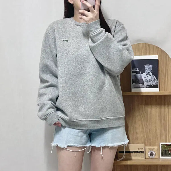 [BUNJANG] Lacoste Grey Fleece Sweatshirt / [정품] 라코스테 그레이 기모 맨투맨 [ M ]