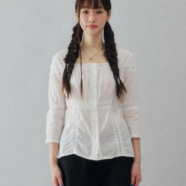 [BUNJANG] She's Cute Romantic Lace Blouse / 쉬이즈큐트 로맨틱블라우스