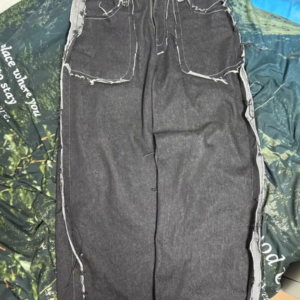 [BUNJANG] Surgery Damage Denim Pants M Black / [M] 써저리 데미지 데님팬츠