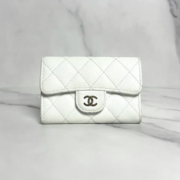 [BUNJANG] Chanel Classic Caviar Card Holder White / 샤넬 클래식 캐비어 카드지갑 화이트