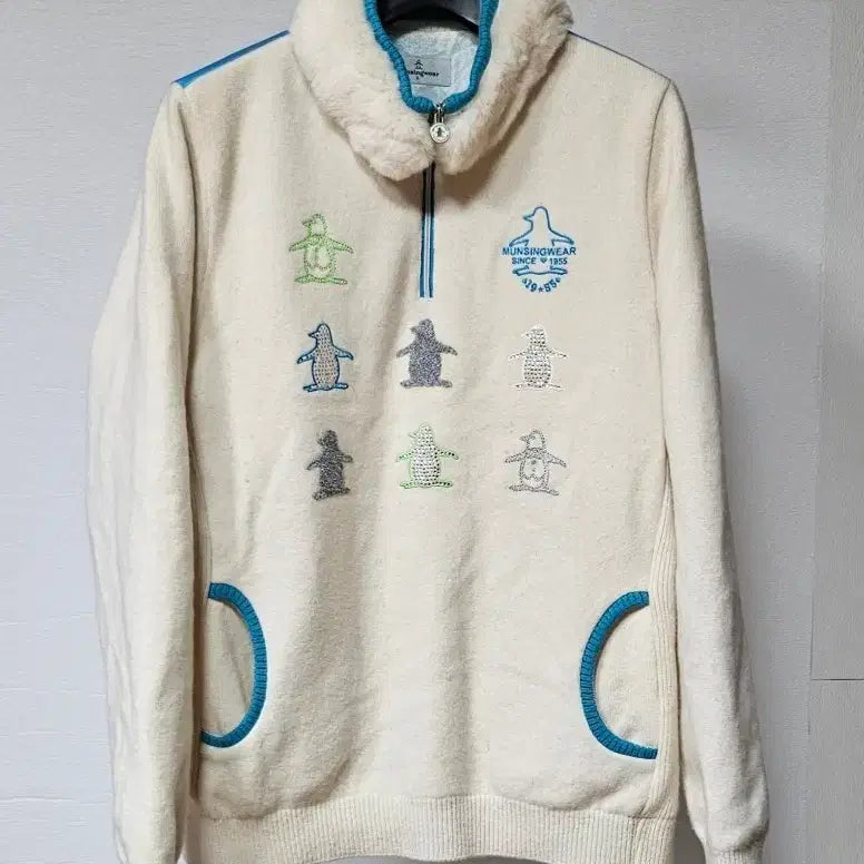 [BUNJANG] Munsingwear Women's Golf Zip-Up Knit Sweater (Size 90) / 먼싱 여90 캐시 집업 방풍 니트 골프웨어