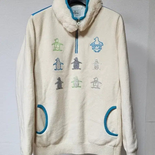 [BUNJANG] Munsingwear Women's Golf Zip-Up Knit Sweater (Size 90) / 먼싱 여90 캐시 집업 방풍 니트 골프웨어
