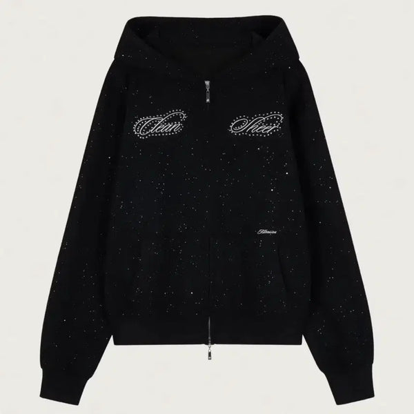 [BUNJANG] Glicier Twinkle Dust Hood Zip-up Black / (텍O, 새상품)클리시어 트윙클 더스트 후드집업 블랙