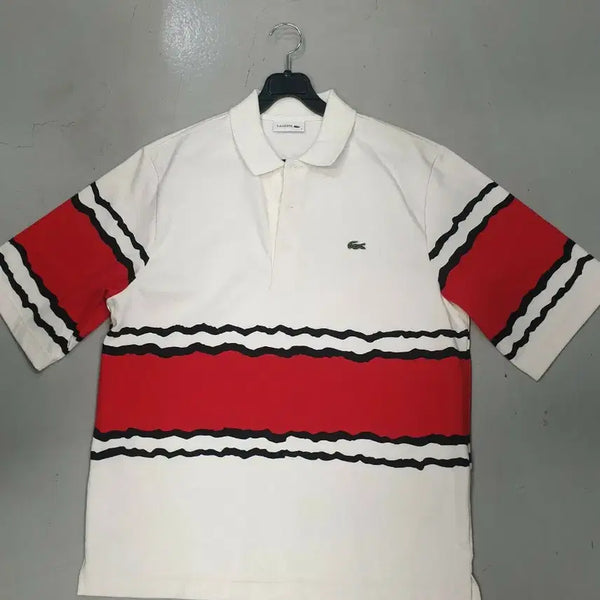 [BUNJANG] Lacoste White/Red Short Sleeve Polo Shirt / 라코스테 화이트/레드 반팔 카라티