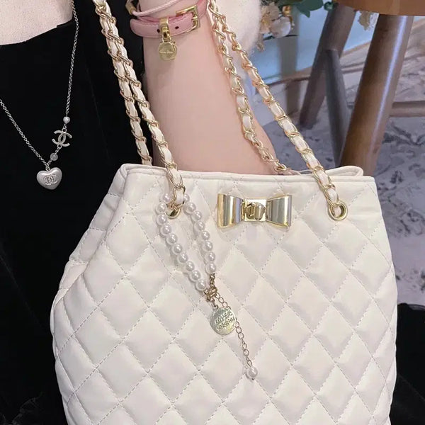 [BUNJANG] White Quilting Ribbon Bag / 양산형 스나계 화이트 퀄팅 리본 백 팝니다