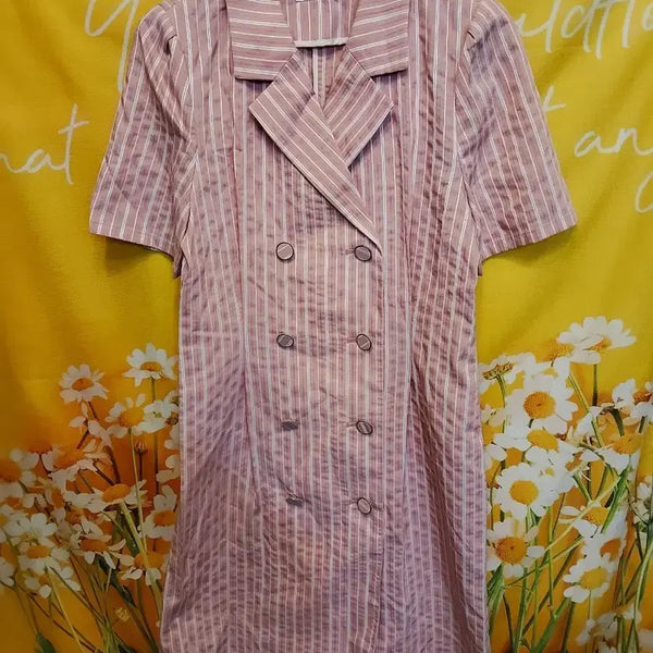 [BUNJANG] ROEM Striped Double-Button Short-Sleeve Mini Dress (Size 85S) / 미사용/로엠 스트라이프 반팔 더블 버튼 원피스85S