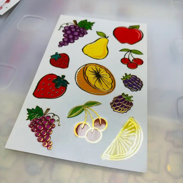 [BUNJANG] Vintage Mrs. Grossman Gold Foil Fruit Maxi Stickers / 빈티지미세스그로스만금박과일맥시