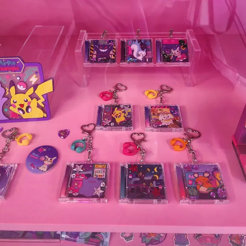 [BUNJANG] Pokemon Midnight Mini CD Acrylic Charm Keychain Set (Pachirisu, Dedenne, Ditto, Phantump) / 포켓몬 미니 CD 아크릴 키홀더 키링 메타몽 팝업 팝팝 파치리스 데덴네