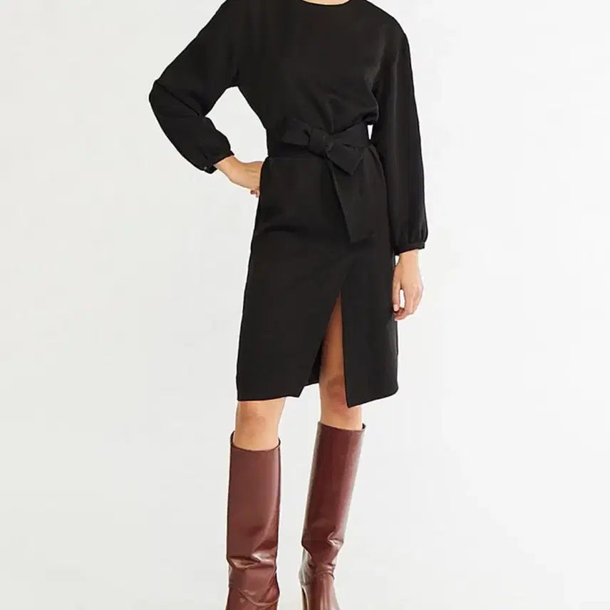 [BUNJANG] Vanessa Bruno Wrap Style Black Long Sleeve Dress / 55 텍달린 새상품 바네사브루노 정가70만원 랩스타일 블랙 긴팔 원피스