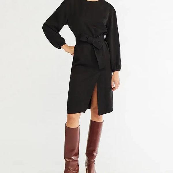 [BUNJANG] Vanessa Bruno Wrap Style Black Long Sleeve Dress / 55 텍달린 새상품 바네사브루노 정가70만원 랩스타일 블랙 긴팔 원피스